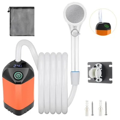 Produktbild von Wiederaufladbare Campingdusche - Elektrische Duschpumpe - 4800-mAh-Akku - Digitales Display - Tragbarer Duschkopf - Für Camping, Reisen und Wohnheim