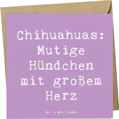 Produktbild von Mr. & Mrs. Panda Klappkarte Spruch Chihuahua Mut - Lavendeltraum - Geschenk, treuer Begleiter, Hunderassen Beschreibung, anlasskarte, faltkarte, Hunderasse, Chihuahuas