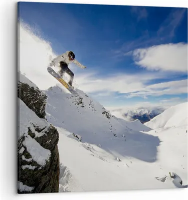 Produktbild von Bild auf Leinwand - Leinwandbild - Snowboard Schnee Sport - 50x50cm - Wand Bild - Wanddeko - Leinwanddruck - Bilder - Kunstdruck - Wanddekoration - Leinwand bilder - Wandkunst - AC50x50-0151