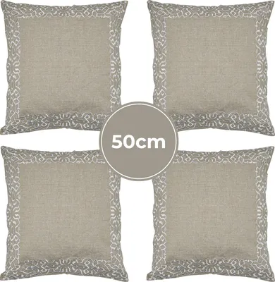 Image de Housses de coussin à fermeture éclair, pour décoration, lot de 4, blanc, 50 cm
