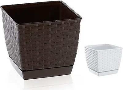 Produktbild von blumentopf RATOLLA SQUARE 25x25x22cm HN dunkel (440U) mit Schale