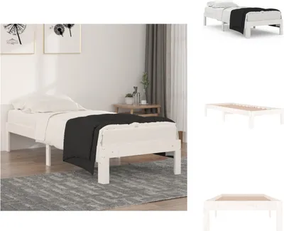 Produktbild von vidaXL Massivholzbett Weiß 75x190 cm -  Betten & Bettgestelle