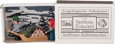 Produktbild von Zündholzschachtel Holzsammler (3,8cm) von Seiffener Stübelmacher