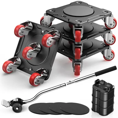 Möbelheber-Set mit Hebebühne, 5 TPE-Rollen, 500 kg, schwarz