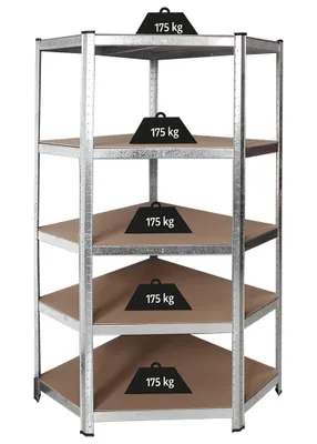 Immagine prodotto di Scaffale angolare in metallo ZEUS 180 x 90 x 70 x 40 cm 5 ripiani TC-081