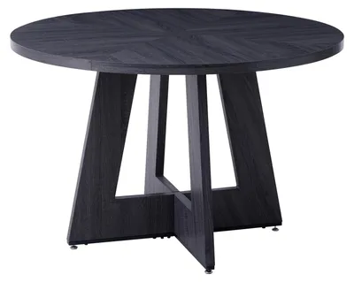Image de Table ronde pour repas - Table ronde de cuisine - Diamètre de 120 cm - Pour 4 personnes - Structure en bois - Design moderne - Noir