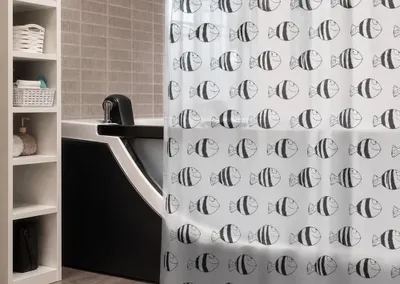 Produktbild von Spirella Fofy Black Duschvorhang 180x200 Modern Black & White Design