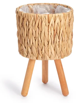 Produktbild von Blumentopf Übertopf Groß Blumenkübel Innen Pflanzentopf Set Korb Geflochten Holz 3pcs Set / Design 7