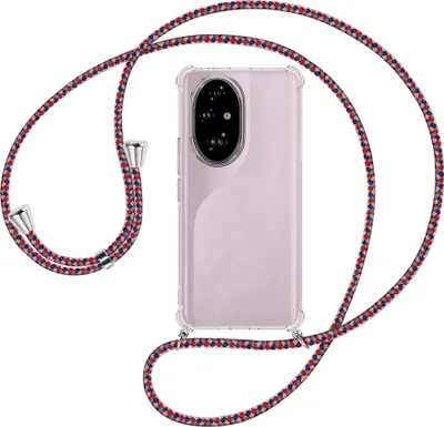 Produktbild von Handykette Backcover-Schutzhülle mit Band (Metall silberfarben) für Realme C67 5G - silber/blau/rot