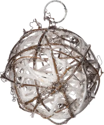 Produktbild von Rattankugel Christbaum-Schmuck Weihnachten weiß-braun 7,5 cm - Einheitsgröße