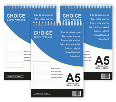 Obrázek produktu pro Solidchoice – Sada tří spirálových zápisníků formátu A5 s linkovaným papírem