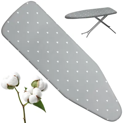 Strijkplankhoes 145x55 cm, Grau, Baumwolle, mit Gummizug