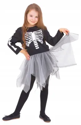 Produktbild von PartyPal Skelett Kleid für Mädchen, Kinder Halloween Kostüm