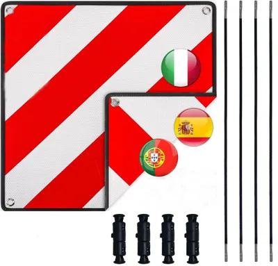 Produktbild von Reflektierendes Aluminium-Warnschild 50x50 cm mit 4 Klemmen