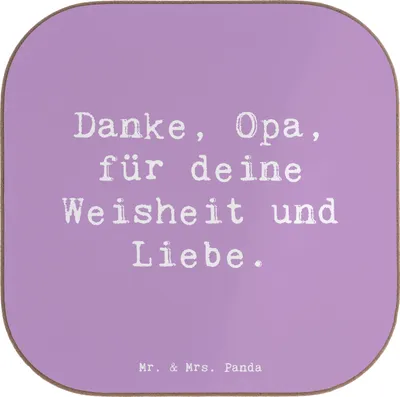 Produktbild von Mr. & Mrs. Panda Untersetzer für Gläser Spruch Opa Weisheit und Liebe - Lavendeltraum - Geschenk, einzigartig, Glas, besondere Momente, gläseruntersetzer, Dankeschön