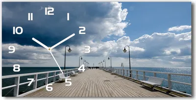 Produktbild von Wanduhr aus Glas – 60x30 cm - Glasbild - Glasuhr - Gehärtetes Glas - weisse-zeiger - Pier in Orłowo
