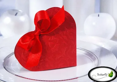 Produktbild von Gastgeschenk Herz mit Ornament, Anzahl:10Stk, Farbe:rot