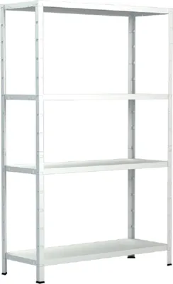 Produktbild von SCHULTE Regalwelt Steckregal mit 4 PowerMAX Fachböden, 50 kg Tragkraft, 180x75x35 cm (HxBxT), weiß, Lagerregal, Werkstattregal, Kellerregal