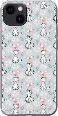 Produktbild von MuchoWow® Handyhülle Schutzhülle Hülle für Telefoonhoesje iPhone 13 Muster - Katze - Herz - Mädchen - Kinder - Mädchen Silikon Softcase Handy Hülle - Karteninhaber