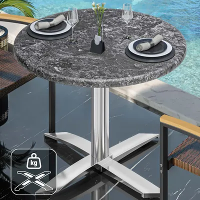 Produktbild von WTG | Bistro Außen Tisch | Ø:H 60 x 75,5 cm | Felsen / Aluminium | Rund | Zusatzgewicht | Bistro Tisch Gastro Tisch