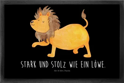 Produktbild von Mr. & Mrs. Panda fußmatte Sternzeichen Löwe 50 x 75 cm - Schwarz - Geschenk, König Der Tiere, Türmatte, Schmutzmatte, Bodenvorleger, Geburtstag August, Schmutzfangmatte