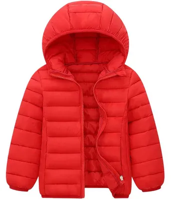 Immagine prodotto di Giacca Imbottita Bambino Imbottita In Piuma Trapuntata con Cappuccio Calda Rosso 110 cm