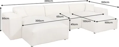 Produktbild von riess-ambiente Moderne XXL Wohnlandschaft SIGNATUR 370cm grau Chenille Cremona U-Form Sofa inkl. Kissen
