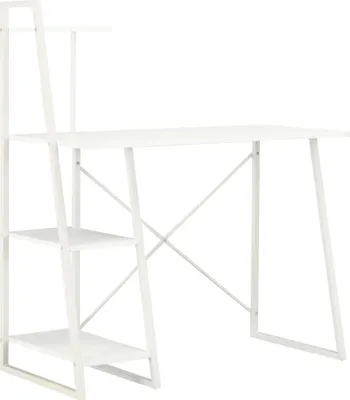 Image de Bureau avec étagère Blanc 102x50x117 cm