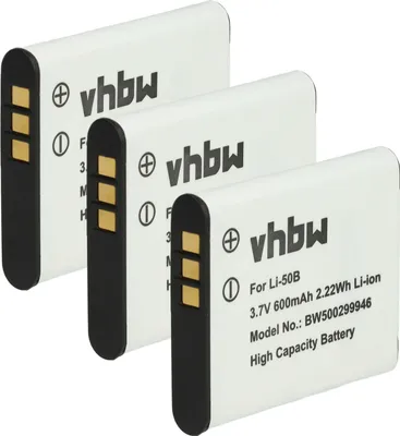 Produktbild von vhbw 3x Akku Ersatz für Ricoh DB-100, LB-050, DB-110, DB-L110 für Kamera (600 mAh, 3,7 V, Li-Ion)