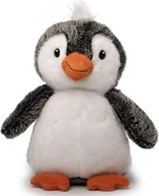 A plush toy penguin is shown from the front against a white background.