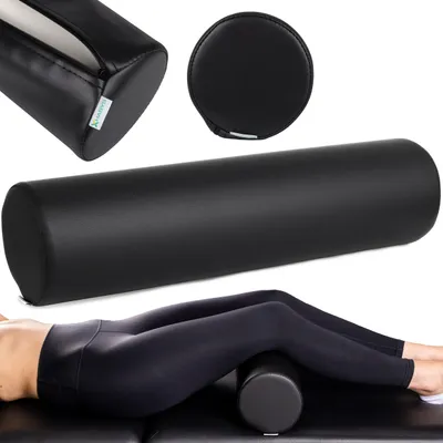 Produktbild von Habys Lagerungsrolle Vollrolle Lagerungskissen Nackenrolle | Knierolle für Massage und Therapie Fitnessrolle | 15x60cm | Vinyl Flex | Schwarz