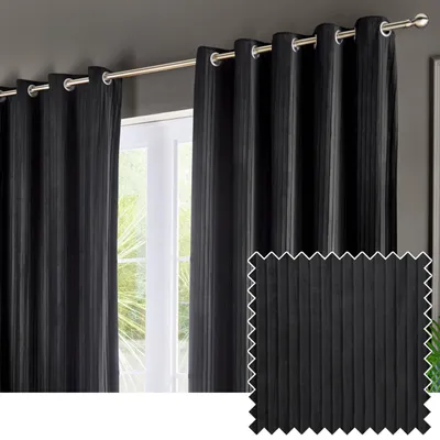 Samtvorhang-Paar mit Ösen – Schwarz – 229x229 cm