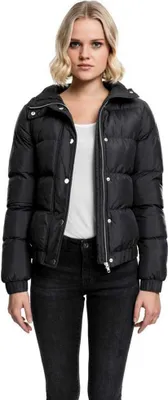 Productafbeelding van Dameswinterjas Urban Classics, gevoerde jas met capuchon, zwart - maat XL