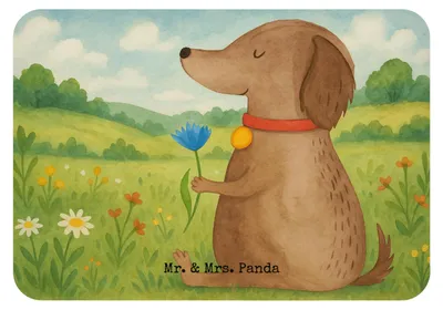 Produktbild von Mr. & Mrs. Panda Kühlschrankmagnet Hund Blume Design - Weiß - Geschenk, Süß, whiteboardmagnet, Hunde, Pinnwandmagnet, zettelhalter, Sprüche, Niedlich, haftmagnet, magnet
