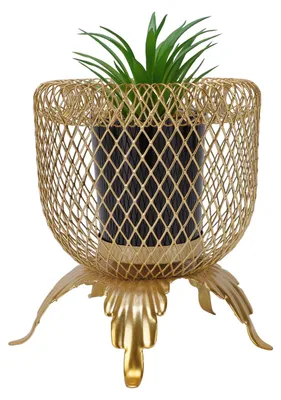 Obrázok produktu pre Small Fake Plant with Metal Cage Decorative Potted Artificial Succulent Greenery for Home Office Desk Entryway Shelf Gold