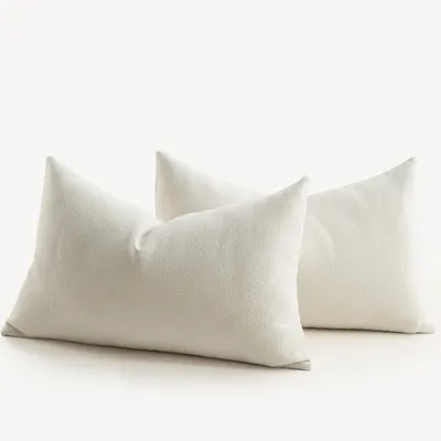 Zdjęcie produktu dla Zestaw 2 poszewek na poduszki, 40x80 cm, kremowy kolor, materiał chenille, miękkie, dekoracyjne poduszki, poszewki