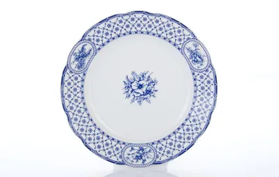 Produktbild von Thun 1794 Dessertteller, Tschechisches Porzellan, Rose, 19 cm, blaues Band, Thun