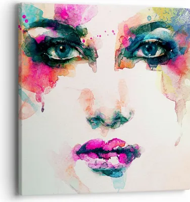 Produktbild von Bild auf Leinwand - Leinwandbild - Frau Gesicht Kosmetik - 40x40cm - Wand Bild - Wanddeko - Leinwanddruck - Bilder - Kunstdruck - Wanddekoration - Leinwand bilder - Wandkunst - AC40x40-3050