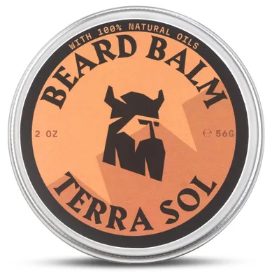 Zdjęcie produktu dla Balsam do brody "Striking Viking" dla mężczyzn, o lekkim utrwaleniu, zawierający masło shea, wosk pszczeli i olej jojoba, pojemność 59 ml, marka Terra Sol
