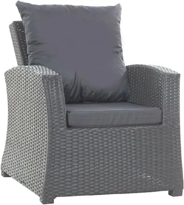 Imagen del producto de Juego de cojines para exteriores color antracita, ideales para sillas de jardín, sillones de relax y bancos exteriores. Incluye cojines para el asiento y el respaldo