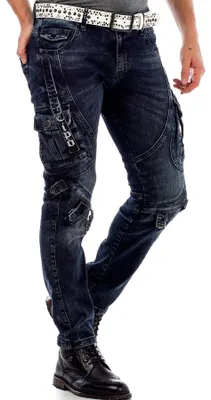 Produktbild von CD440 Herren Slim-Fit-Jeans mit Verschlussschnallen in Straight Fit