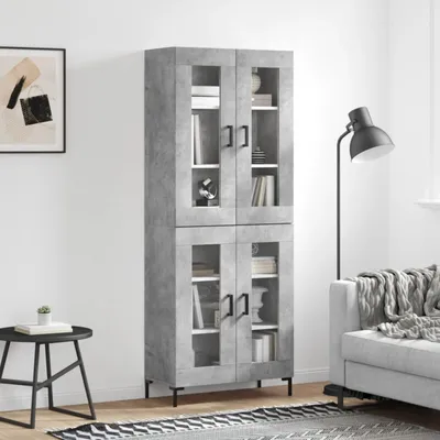 Produktbild von vidaXL Highboard Betongrau 69,5x34x180 cm Holzwerkstoff