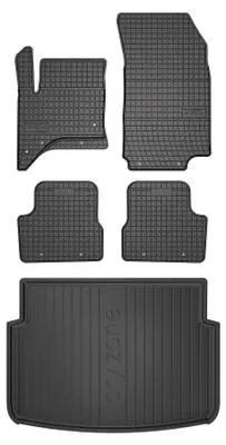 Image de Tapis en caoutchouc + bac de coffre pour Alfa Romeo Junior Ibrida 2024- (SUV/crossover, plancher bas) – 5 pièces, noirs, sur mesure