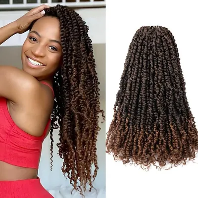 Image de Cheveux synthétiques pour tresses "Passion Twist", 18 pouces, couleur T1B/30, lot de 8