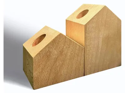 Produktbild von Stabkerzenhalter aus Holz 2er Set im modernen Design
