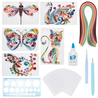 Papier Quilling Set für Anfänger, 20 Karten, 36 Farben, Katzenmotiv