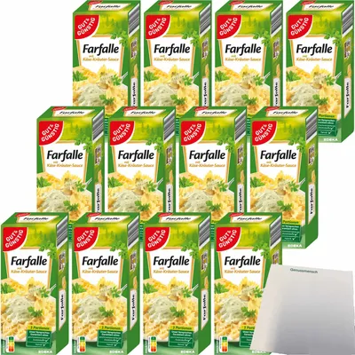 Produktbild von Gut & Günstig Farfalle mit Käse-Kräuter-Sauce 12er Pack (12x266g Packung) + usy Block