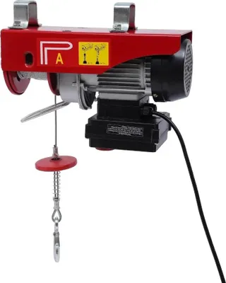 Obrázok produktu pre Elektrický lanový navijak/ťahač - PA200 - 220 V 510 W - nosnosť 100/200 kg - 12 m pozinkované oceľové lano - diaľkové ovládanie - zástrčka EÚ - červená