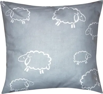 Produktbild von 1 x Kissenbezug in 40x40cm 100% Baumwolle Renforcé - Schafe Lämmer Grau Weiß - Kissenhülle, Dekokissenbezug, Kinder (1-Stück-99/7-40x40)