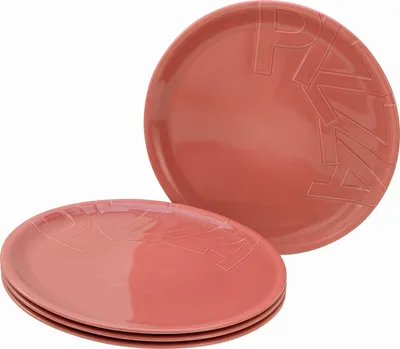 Produktbild von CreaTable, 21668, Gourmet Rot, Pizzateller 4-tlg, Porzellan